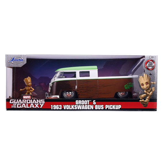 Marvel Comics - 1963 Volkswagon Bus with Groot Figure 1:24 Scale Hollywood Ride Die-Cast Vehicle