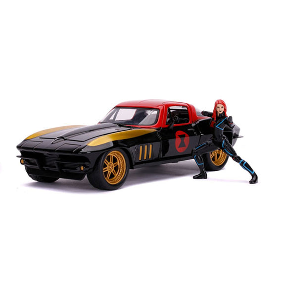 Avengers (Comics) - 1966 Chevy Corvette with Black Widow Figure 1:24 Scale Hollywood Ride Die-Cast Vehicle