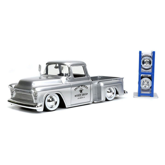 Just Trucks - Chevy Stepside Pick Up 1955 Silver 1:24 Scale Die-Cast Vehicle