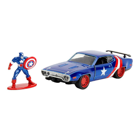 Marvel Comics - 1972 Plymouth GTX with Captain America Figure 1:32 Scale Die-Cast Vehicle