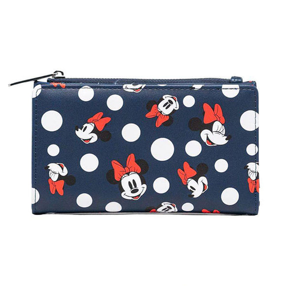 Disney - Minnie Mouse Polka Dots Navy Bi-Fold Flap Purse