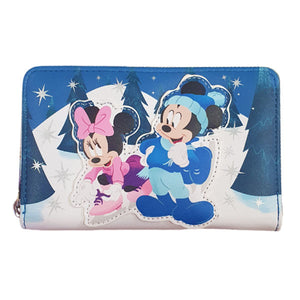 Disney - Mickey & Minnie Winter Scene Zip-Around Purse