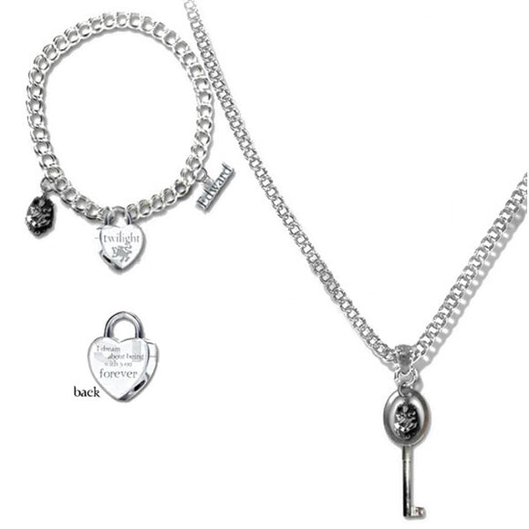 Twilight - Heart & Key Necklace & Bracelet Set