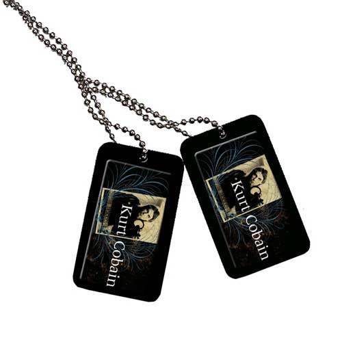 Kurt Cobain - Dogtags (Dark with Blue Swirls) Necklace