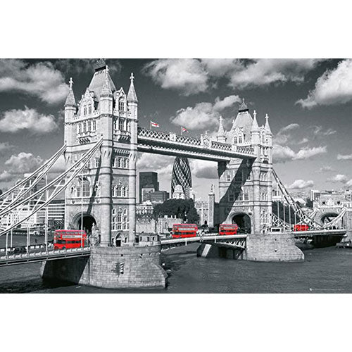 London Bridge Tower with Buses Poster