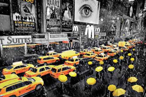 New York - Yellow Umbrellas Poster