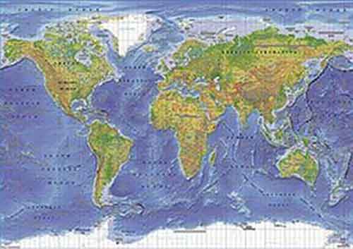 World Map - Terrain Poster