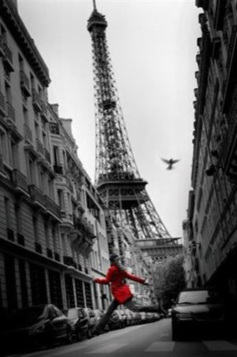 Paris Eiffel Tower - Red Dress Poster