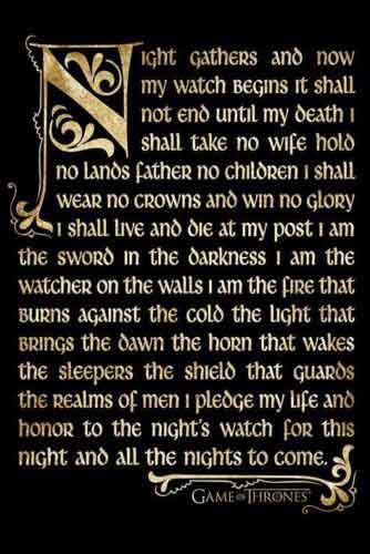 Game Of Thrones (Season 3) - Nightwatch Oath Poster