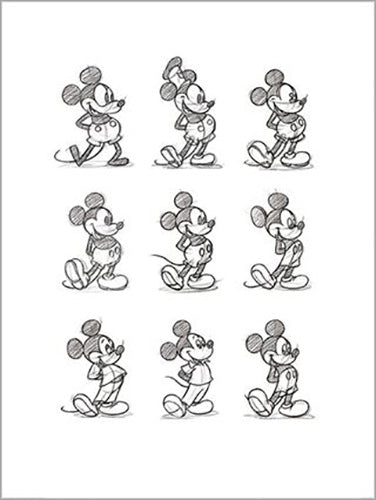 Mickey Mouse - Multi Sketch 60 x 80cm Art Print