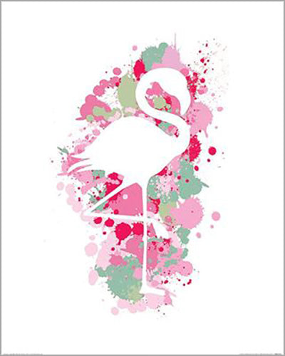 Art Studio - Splatter Silhouette Flamingo 40 x 50cm Art Print