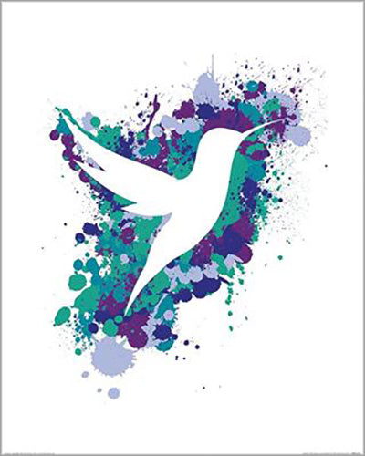 Art Studio - Splatter Silhouette Hummingbird 40 x 50cm Art Print