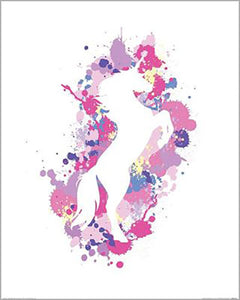 Art Studio - Splatter Silhouette Unicorn 40 x 50cm Art Print
