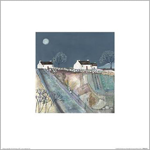 Louise O'Hara - A Quilted Meadow by Moonlight 30 x 30cm Art Print