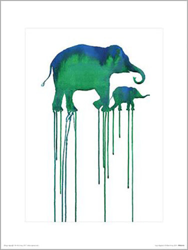 Oliver Flores - Asian Elephants 60 x 80cm Art Print