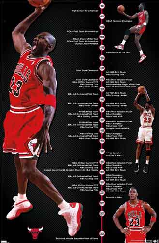 NBA: Chicago Bulls - Michael Jordan Timeline Poster